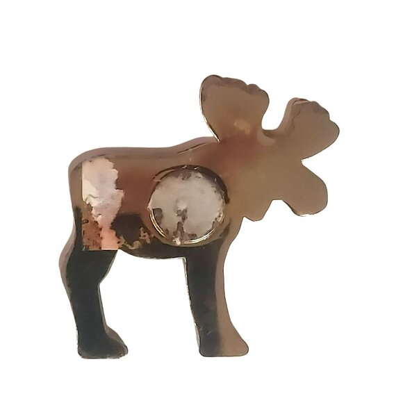 Moose Gold Tone Bling Travel Fridge Magnet Souvenir - Picture 2 of 3